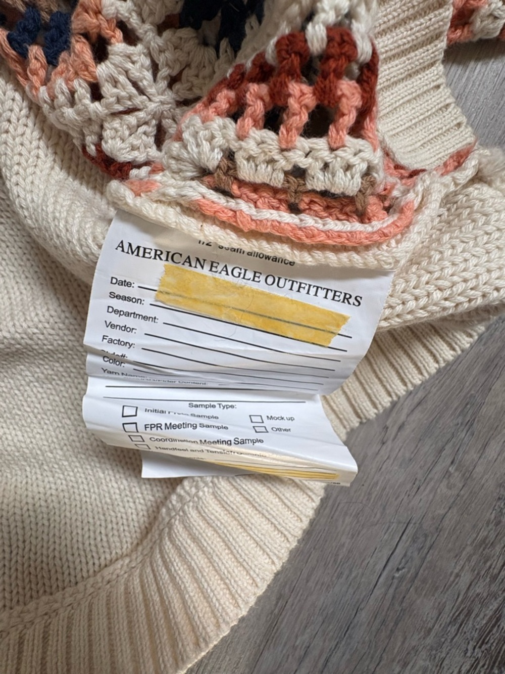 American Eagle Boho Crochet Women's Sweater NWOT Size Small - Picture 6 of 9